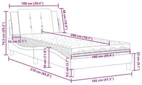 Cama com colchão 100x200 cm couro artificial branco