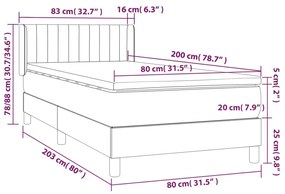 Cama com molas/colchão 80x200 cm veludo cinza-escuro