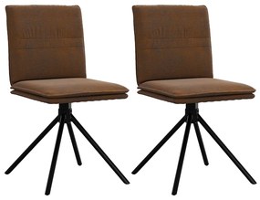 Cadeira de jantar Brown Faux Suede Leather