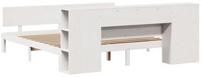 Cama com estante sem colchão 200x200 cm pinho maciço branco