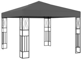 Gazebo com cordões de luzes LED 3x3 m tecido antracite