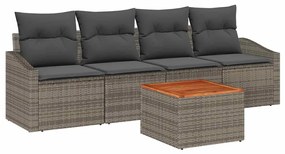 Conjunto de Sofá de Jardim 5 pcs Cinzeto 55 x 55 x 37 cm