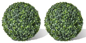 40872 vidaXL Bola de buxo topiária folhas artificiais 35 cm 2 pcs