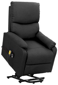 vidaXL Poltrona de massagens elevatória tecido cinzento-escuro