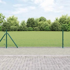 Cerca de Arame Soldado com 13 Postes Flangados Verde 0.5x100 m Aço