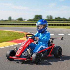 Kart elétrico para crianças, com 2 motores de 24 V, modo de derrapagem a 13 km/h, 119 x 77 x 54 cm, vermelho