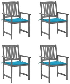 vidaXL Cadeiras de jardim com almofadões 4 pcs acácia maciça cinza