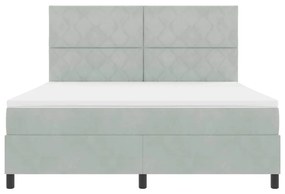 Cama Box Spring vidaXL com Colchão e Luz LED Cinza Claro 180x200 cm Ve