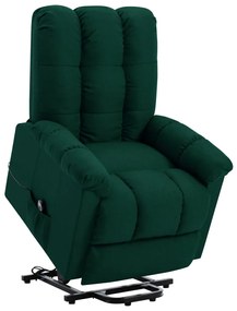 vidaXL Poltrona elevatória tecido verde-escuro