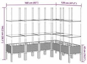 Vaso/floreira de jardim c/ treliça 160x120x142,5 cm PP branco