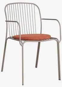 Cadeira De Jardim Com Apoios De Braços Em Aço Anerina Moka Brown & Terracota - Sklum
