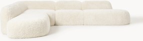 Sofá de canto modular XL em teddy com chaise longue Wolke (4 lugares)