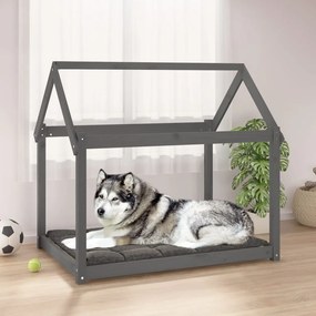 Cama para cães 111x80x100 cm madeira de pinho maciça cinza