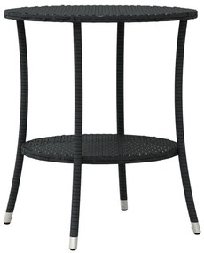 3 pcs conjunto de bistrô com almofadões vime PE preto