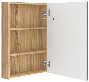 Armário espelhado casa de banho LED 50x13x70 cm branco/carvalho