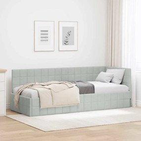 vidaXL Estrutura de Cama de Canto Cinzento-claro 80 cm x 200 cm Veludo