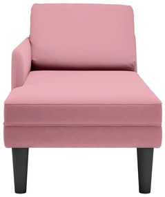 Chaise lounge c/ almofada/apoio de braços direito veludo rosa