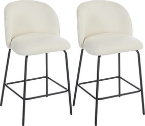 HOMCOM Conjunto de 2 Banquetas de Bar, Cadeiras de Bar, Apoio para Pés e Encosto, Tecido Efeito Linho, Altura do Assento 68 cm, Creme | Aosom Portugal