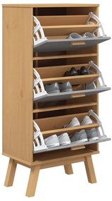 Sapateira OLDEN 55x35x120 cm pinho maciço cinzento/castanho