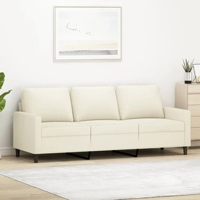 vidaXL Sofá de 3 lugares 180 cm veludo cor creme