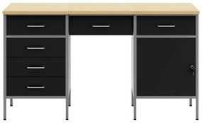 Conjunto de Mesa e Armário de Trabalho VidaXL 3 Peças Preto em Madeira