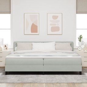 Cama Box Spring vidaXL com Colchão Cinza Claro 200x200 cm Veludo