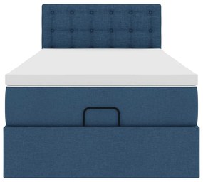 Cama otomana com colchão 90x200 cm tecido azul