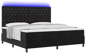 Cama Box Spring vidaXL com Colchão e LED Preta 200x200 cm de Veludo