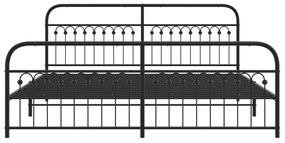 Estrutura de cama com cabeceira e pés 200x200 cm metal preto