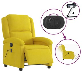 Poltrona de massagens reclinável elétrica veludo amarelo