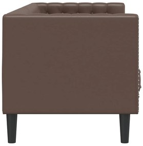 Sofá chesterfield 3 lugares couro artificial castanho