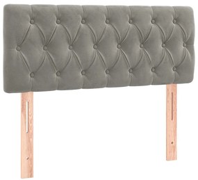 Cama box spring colchão LED 120x190 cm couro artif. cinza-claro