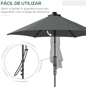 Chapéu de Sol Excêntrico de 3 m com Luzes LED Chapéu de Sol de Jardim