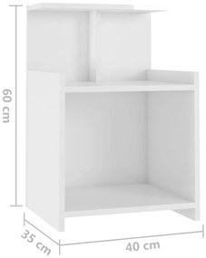 Mesa de cabeceira derivados de madeira branco brilhante