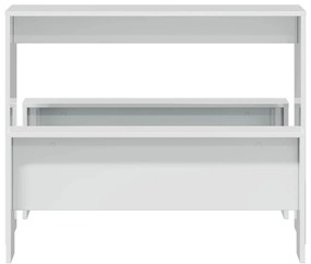 3 pcs conj. mesa jantar e banco deriv. madeira branco brilhante