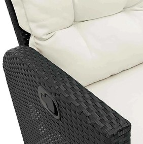 3pcs conjunto sofás de jardim com almofadões em L vime PE preto