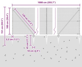 Conjunto de Postes de Cerca Conjunto de 2 Aço Galvanizado 10 x 1 m