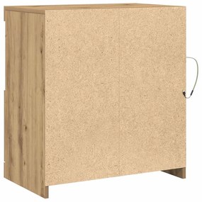 Sideboard vidaXL com Luzes LED Carvalho Artesanal 60x37x67 cm