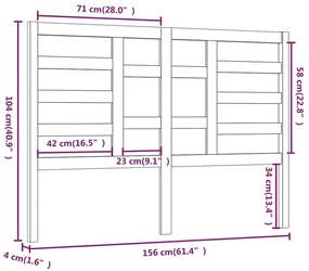 Cabeceira de cama 156x4x104 cm pinho maciço cinzento