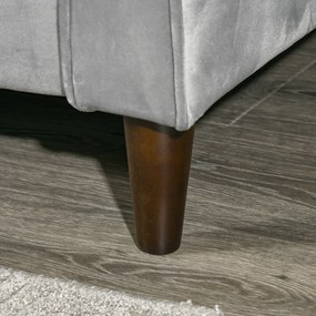 HOMCOM Sofá Cama com Chaise Longue de 3 Lugares Tato Aveludado com Encosto Ajustável e Apoio para os Pés Móvel 218x85x86cm Cinza