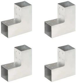vidaXL Bases para poste em forma de L 4 pcs 81x81 mm metal galvanizado