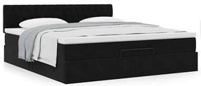 Estrutura de cama otomana com colchão 160x200 cm veludo preto