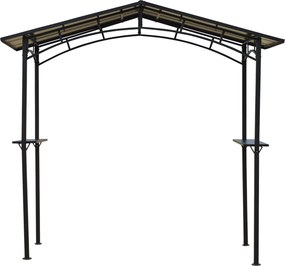 Tenda de jardim 2,5 x 1,5 m para churrasqueira (NÃO INCLUIDA) com 2 prateleiras estrutura em metal preto e cobertura em policarbonato