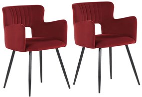 Conjunto de 2 cadeiras de jantar em veludo vermelho escuro SANILAC Beliani