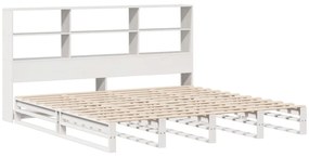 Cama com estante sem colchão 200x200 cm madeira maciça branco
