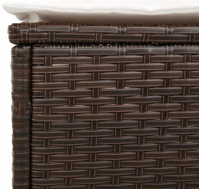 Espreguiçadeira com mesa e almofadão vime PE castanho