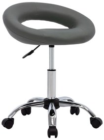 vidaXL Cadeira de trabalho com rodas couro artificial cor cinzento