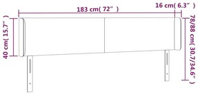 Cabeceira cama c/ luzes LED tecido 183x16x78/88cm cinza-escuro