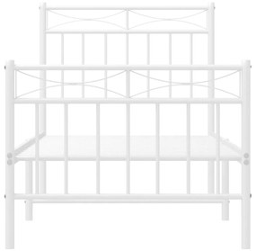 Estrutura de cama com cabeceira e pés 75x190 cm metal branco