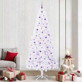 vidaXL Árvore de Natal Artificial com 300 LEDs Branco 240 cm PVC e Aço